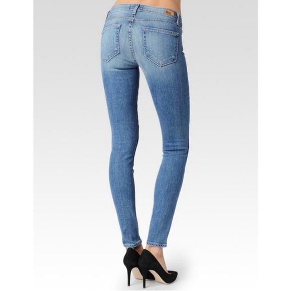 ❗️CLEAROUT❗️ NWT! PAIGE Blue Metallic Knee Patches VERDUGO ULTRA SKINNY JEANS 24 - Picture 3 of 10